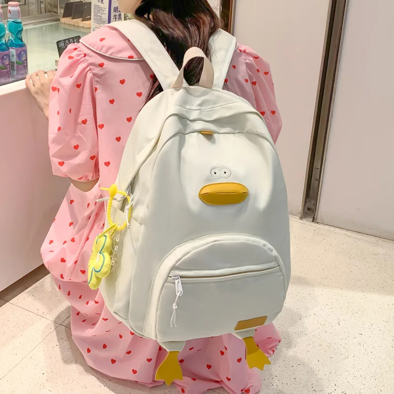 Top Trends: Nylon Cartoon Duck Backpack With Large Capacity Simplicity For Campus Backpack Party Backpack Leisure Travel Bag Shoppable Styles