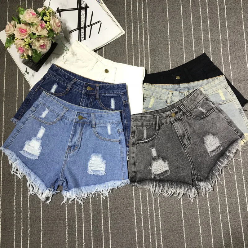 Top Trends: New High Waist Tassel Broken Denim Shorts Female Summer Korean Version Raw Edge Wide Leg Loose Plus Size Jean Shorts Women Shoppable Styles