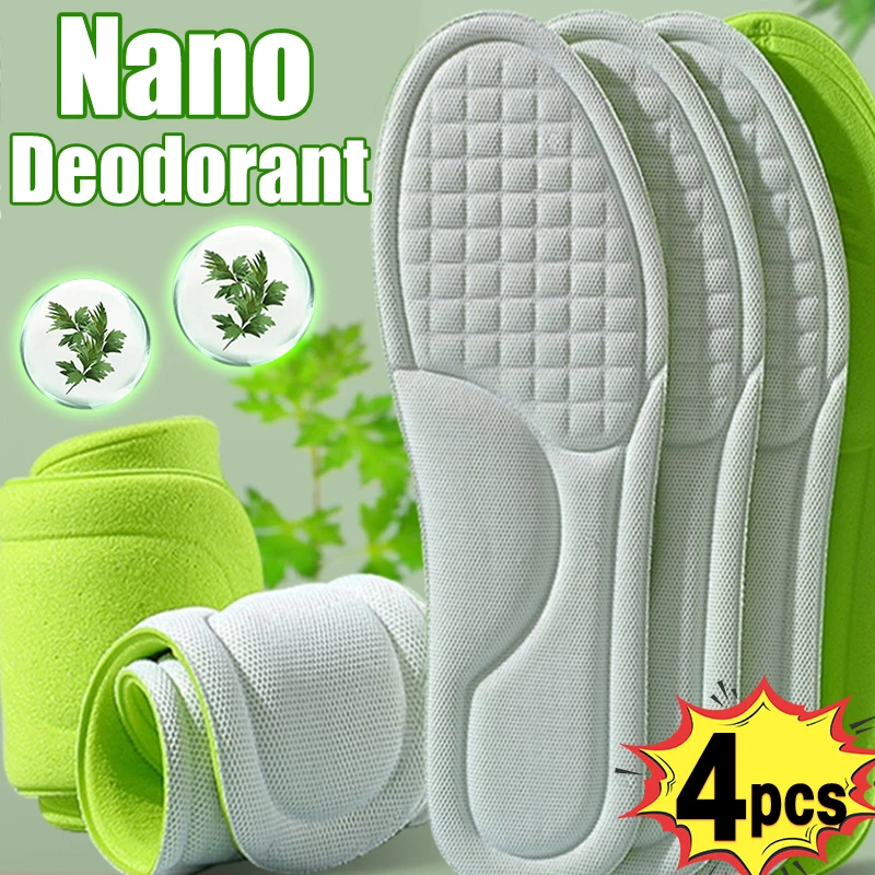 Top Trends: 4pcs Memory Foam Orthopedic Insoles Shoe Pads Men Women Nano Antibacterial Deodorization Insole Sweat Absorption Running Cushion Shoppable Styles