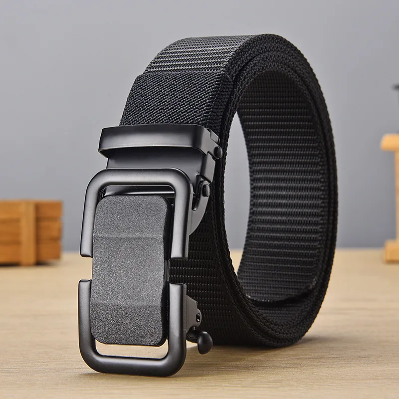 Top Trends: Men Nylon Belt Metal Automatic Buckle Woven Belt Outdoor Leisure Breathable Belt Teenagers&#039; Versatile Canvas Waistband Shoppable Styles