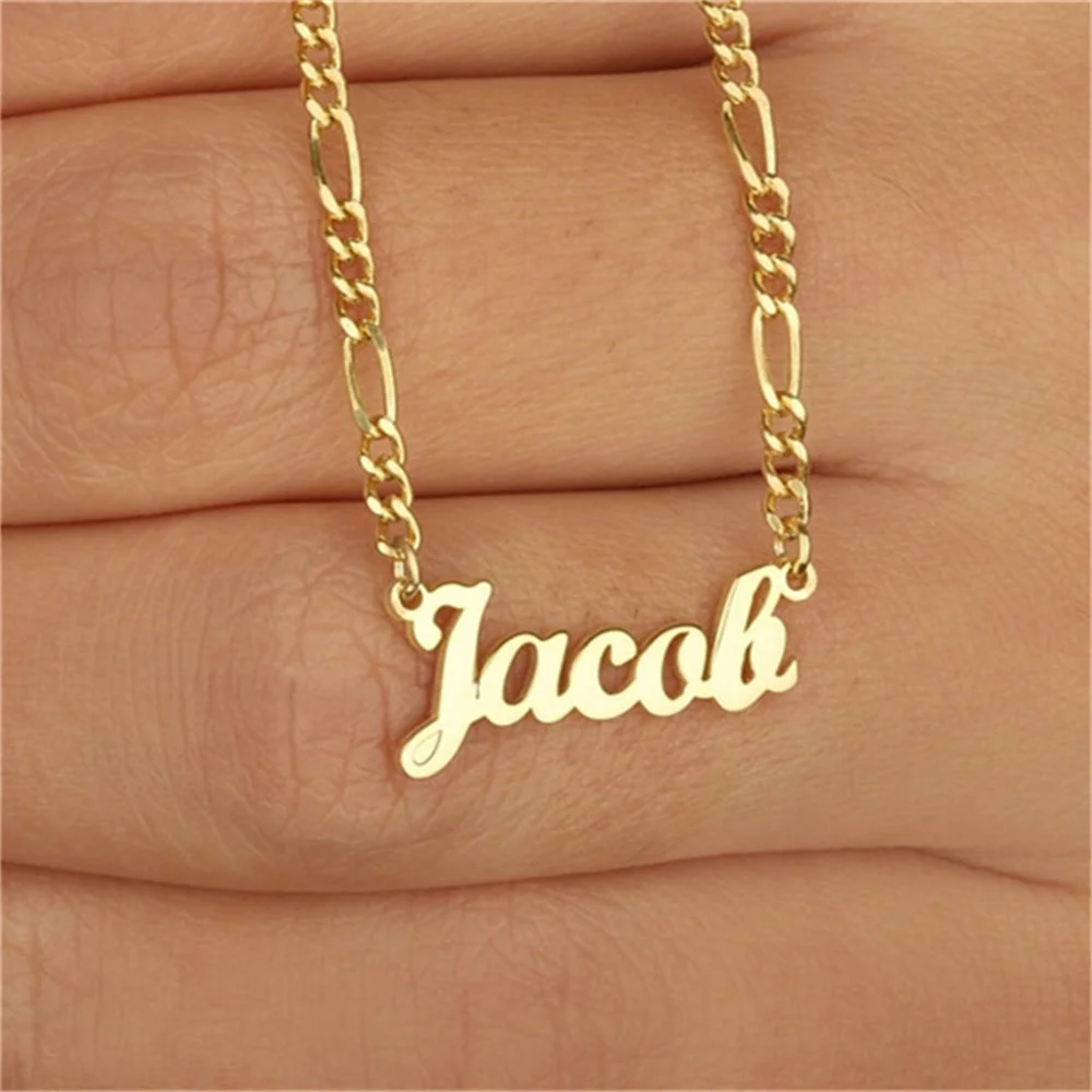 Top Trends: Custom Name Necklace Stainless Steel Figaro Chain Personalize Nameplate Pendant Necklace For Women Men Jewelry Birthday Gifts Shoppable Styles