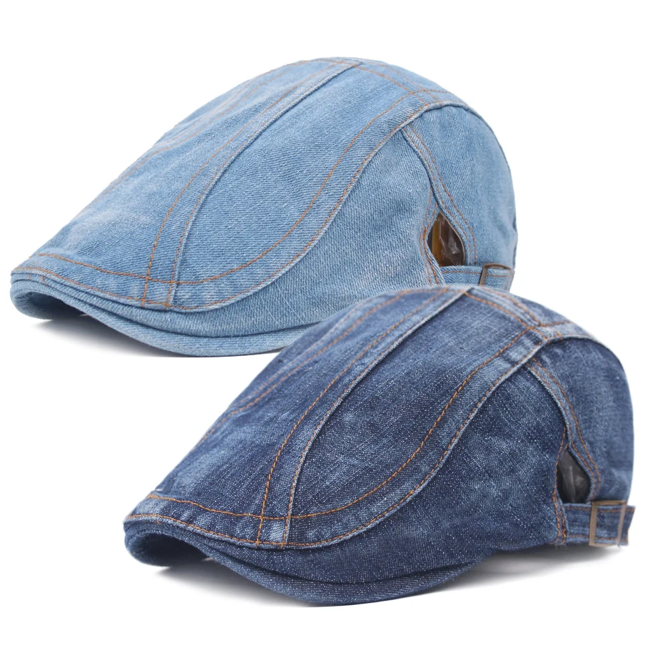 Top Trends: Denim Beret Hats Adjustable Men Women Jeans Berets Newsboy Flat Gatsby Cabbie Driving Cap Autumn Hats Forward Peaked Caps Shoppable Styles