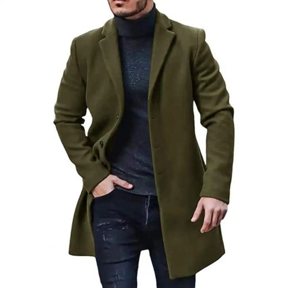 Top Trends: Jacket Coat Stylish Men's Winter Coat Buttoned Lapel Casual Loose Fit Warm Outerwear For Autumn Winter Lapel Men Coat Shoppable Styles - Image 3