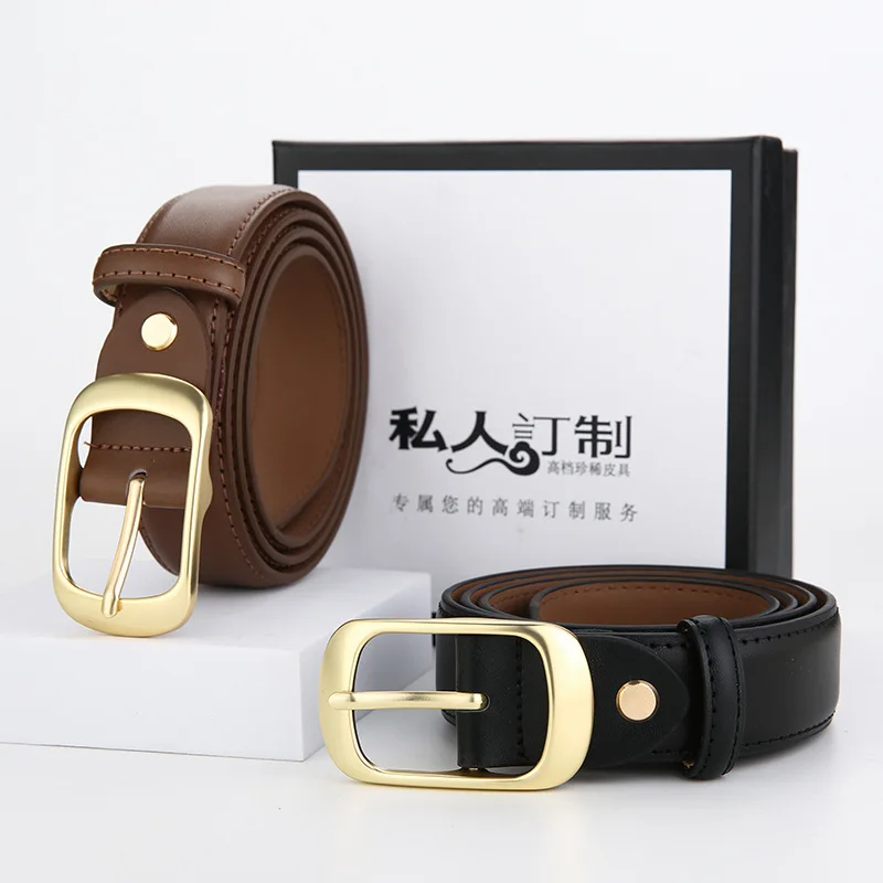 Top Trends: Leather Belt Versatile 2023 New Belt Women&#039;s Needle Button Fashion Decoration Jeans With Cowhide Simple Shoppable Styles