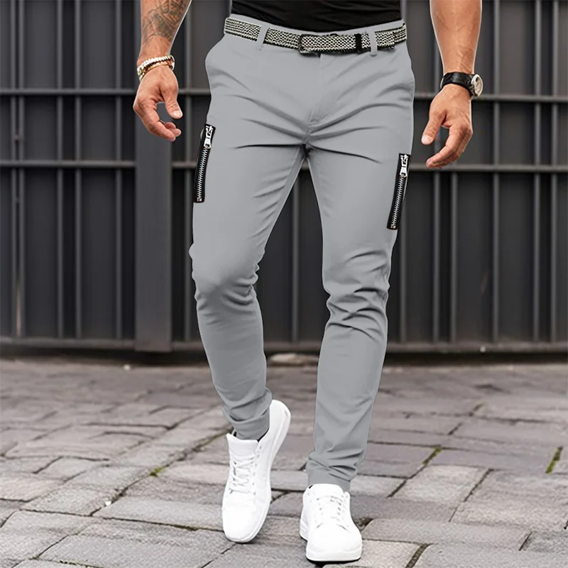 Top Trends: Men's Fashion Slim Fit Hip Hop Pants All Seasons Cotton Cool Casual Sports Pants Street Zipper Decoration Straight Leg Pants Shoppable Styles