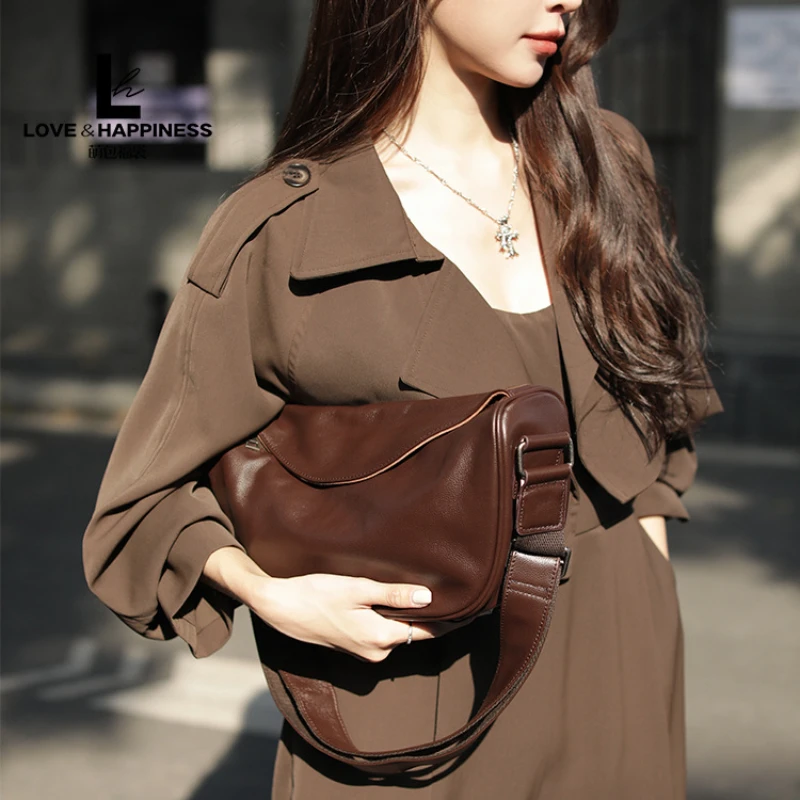 Top Trends: Real Cow Leather High Quality Crossbody Bag For Women Shoulder Bag Top Layer Cowhide Ladies Vintage Fashion Crossbody Handbag Shoppable Styles