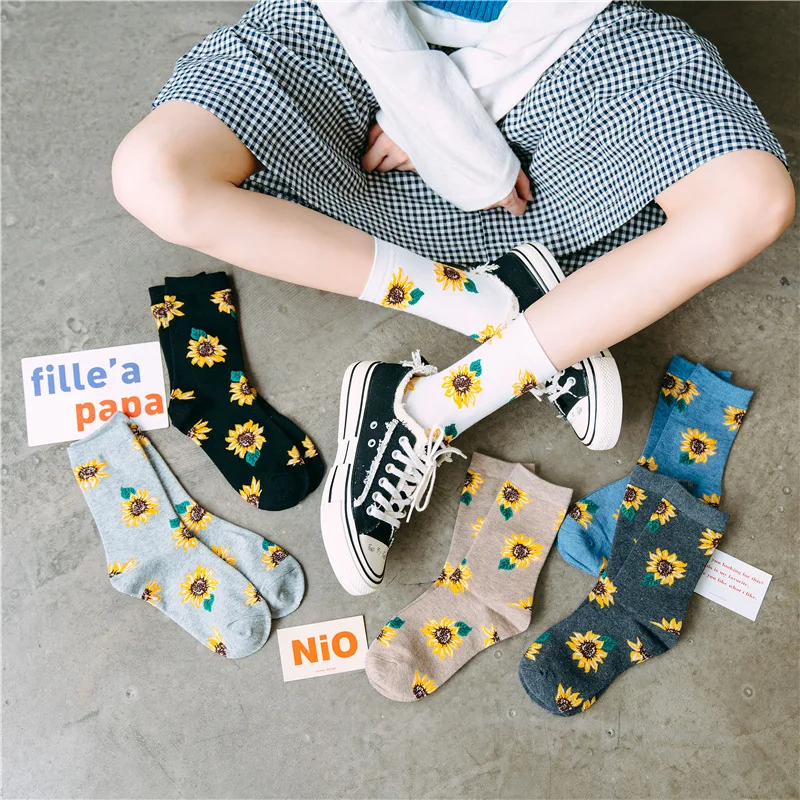 Top Trends: Hot Sale Fashion Creative Harajuku Japanese Socks Spring Fall Winter Sunflower Short Socks Casual Colorful Cotton Funny Tide Sox Shoppable Styles