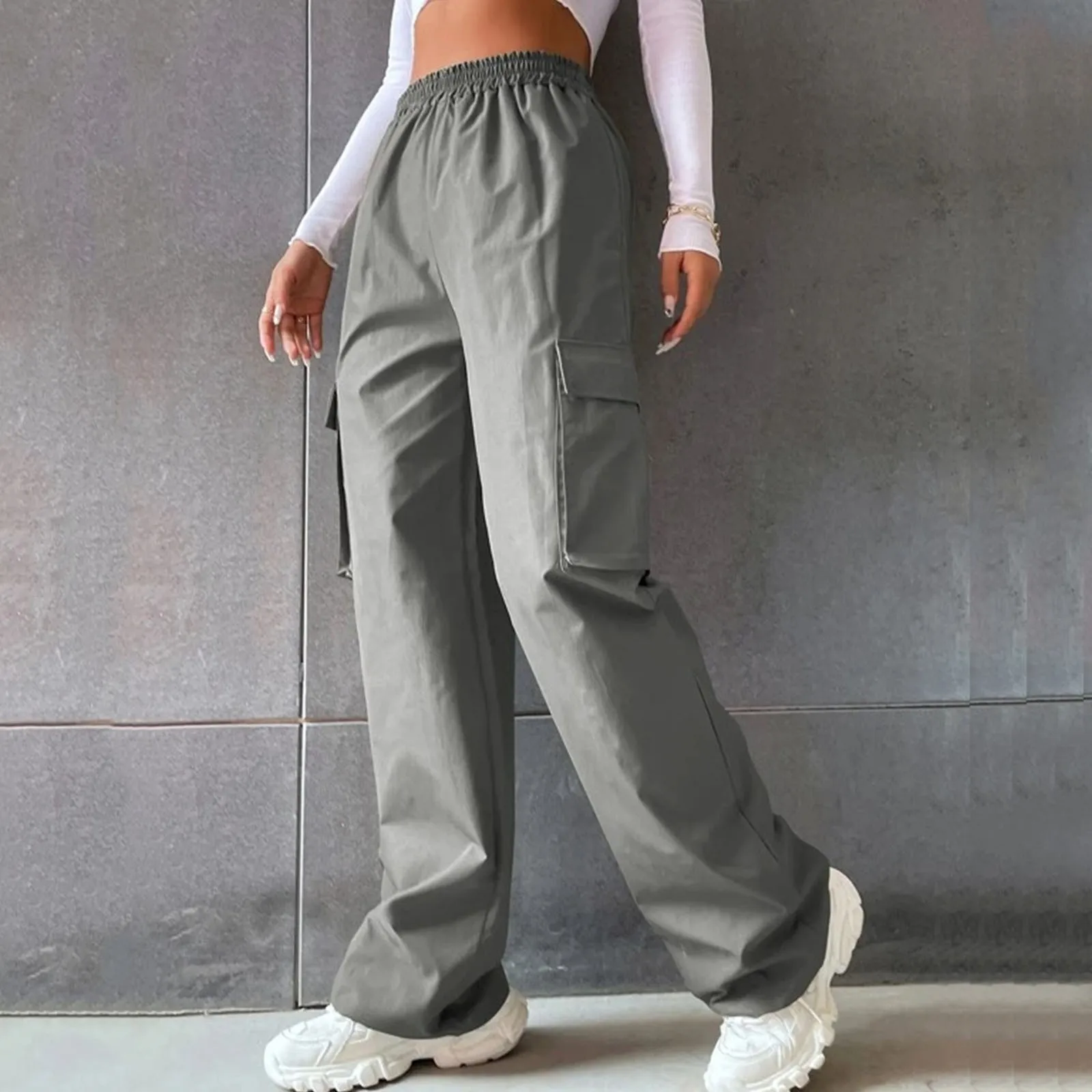 Top Trends: Cargo Pants Women Plus Size Belt Less High Waisted Wide Leg Trousers Straight Leg Relaxed Style Trousers Sweatpants Techwear Shoppable Styles