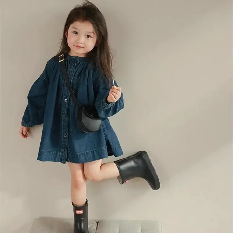 Top Trends: 2024 Spring Autumn Harajuku Kawaii Girls Party Denim Dress Sweet Kids Princess Dress Long Sleeve Cute Vestidos De Fiesta New Shoppable Styles