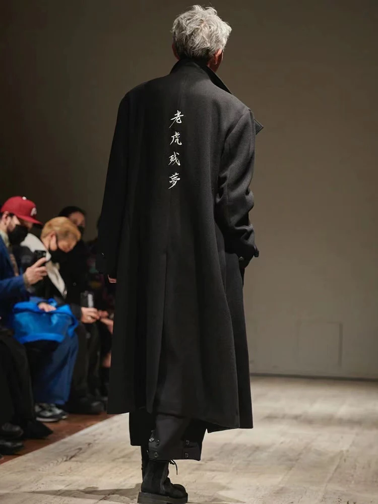 Top Trends: Chinese Tiger Remnant Dream Embroidery Yohji Yamamoto Men Homme Unisex Overcoat Yohji Jacket Woolen Overcoat For Men&#039;s Clothing Shoppable Styles