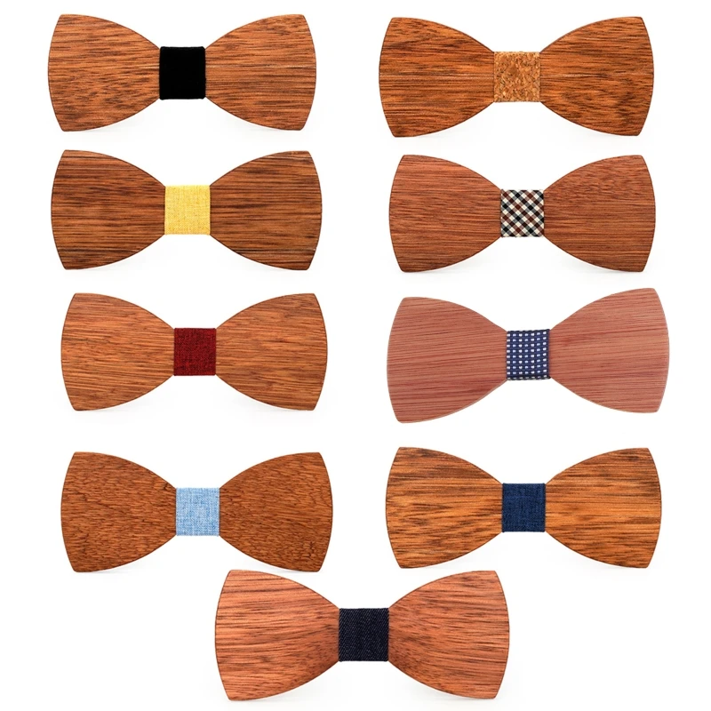 Top Trends: Novelty Design 3d Wooden Tie Pocekt Square Cufflinks Fashion Wood Bow Tie Wedding Dinne Handmade Corbata Wooden Ties Shoppable Styles