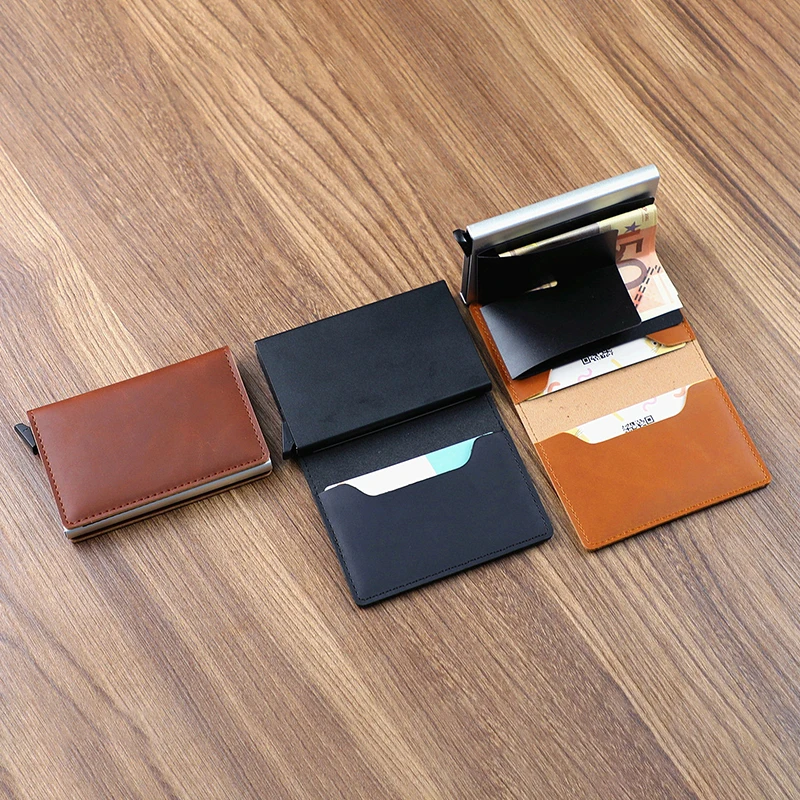 Top Trends: Credit Card Holder For Men Bank Cards Holders Leather RFID Wallet Mini Money Clips Business Luxury Women Small Purse Shoppable Styles - Image 5