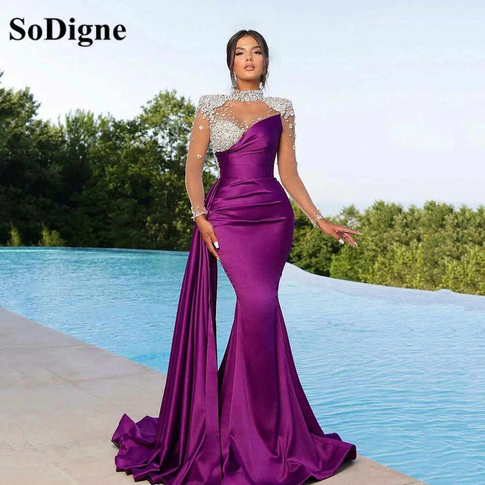 Top Trends: SoDigne Luxury Evening Dress Women 2023 Formal Occasion Dresses Draped Train Elegant Wedding Party Prom Gowns Vestidos De Gala Shoppable Styles