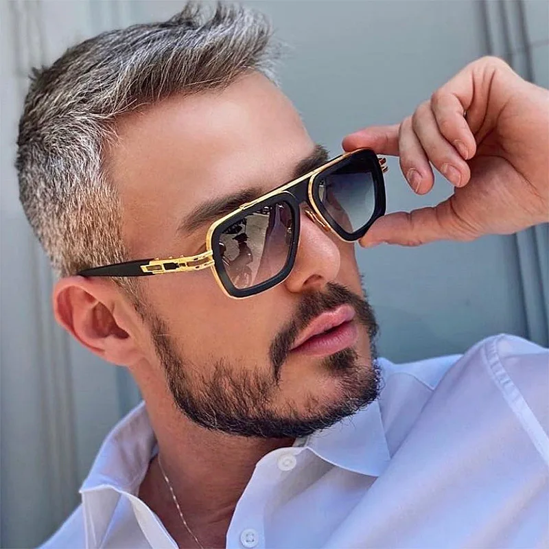 Top Trends: Retro Men's Square Sunglasses Brand Designer Men's Ladies Fashion Luxury Classic Big Frame Gradient Driving Sunglasses UV400 Shoppable Styles