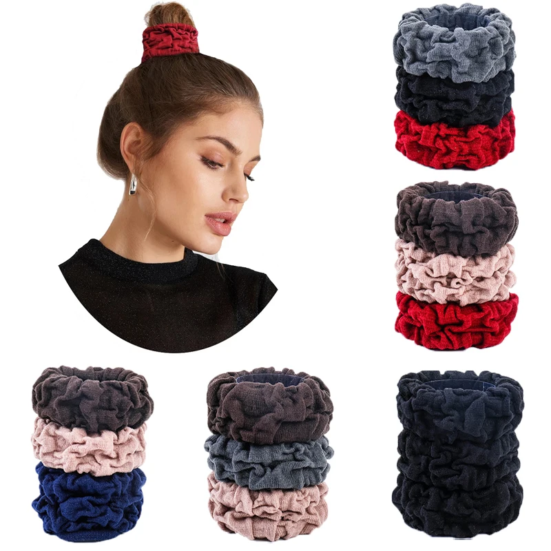 Top Trends: 1 / 2 / 3 Pcs / Lot Wide Thick Elastic Hair Bands Solid Seamless Scrunchies Rubber Bands For Women Girls Hair Ties Ropes Accessories Shoppable Styles