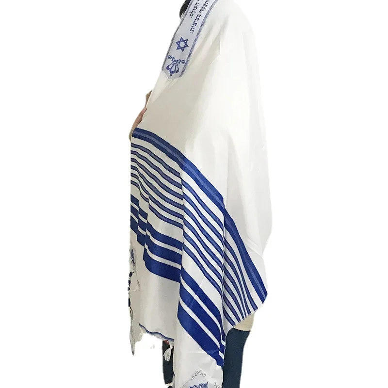 Top Trends: 180x70cm Blue Stripe Prayer Shawl Praying Scarfs Talit Wraps For Men Women Priest Shoppable Styles