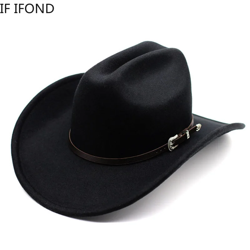 Top Trends: New Vintage Western Cowboy Hat For Men&#039;s Gentleman Lady Jazz Cowgirl With Leather Wide Brim Cloche Church Sombrero Hombre Caps Shoppable Styles