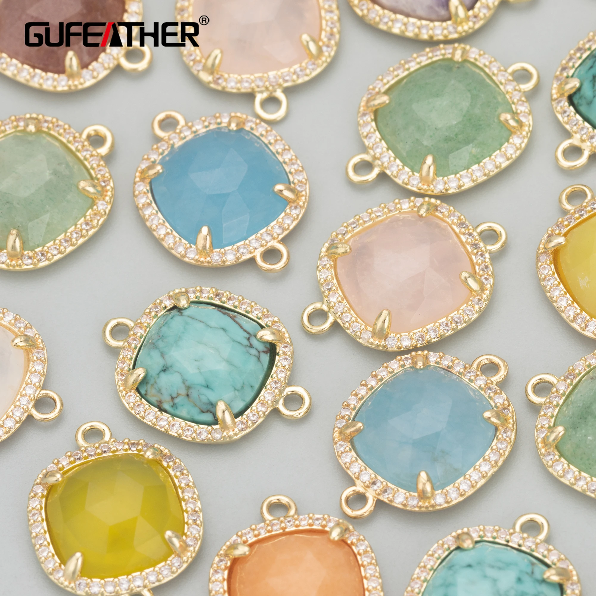 Top Trends: GUFEATHER MD09, jewelry Accessories, natural Stone, 18k Gold Plated, nickel Free, copper, jewelry Making, charms, diy Pendants, 4pcs / lot Shoppable Styles