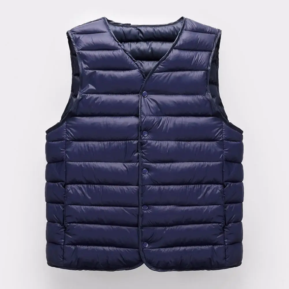 Top Trends: V-neck Vest Jacket Men's Winter V Neck Padded Vest Coat Thick Warm Windproof Single-breasted Cardigan In Plus Size Men Vest Shoppable Styles