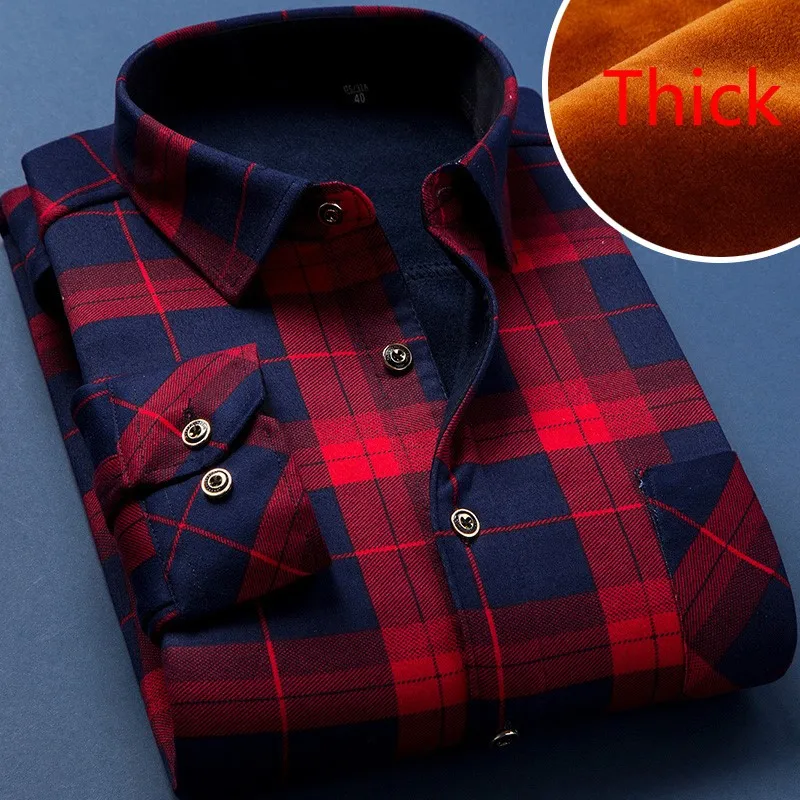 Top Trends: Winter Thick Velvet Dress Shirt For Men Casual Long Sleeve Warm Fleece Lining Shirts Fashion Soft Thick Warm Shirts NS5554 Shoppable Styles