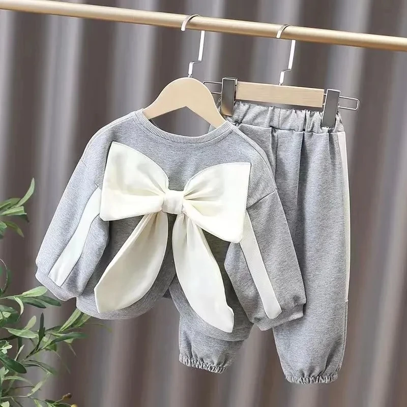 Top Trends: Baby Girls Autumn Suit 2023 New Spring And Autumn Fashion Cute Bow Loose Sweater Pants Two-piece Children&#039;s Clothing Suit Shoppable Styles