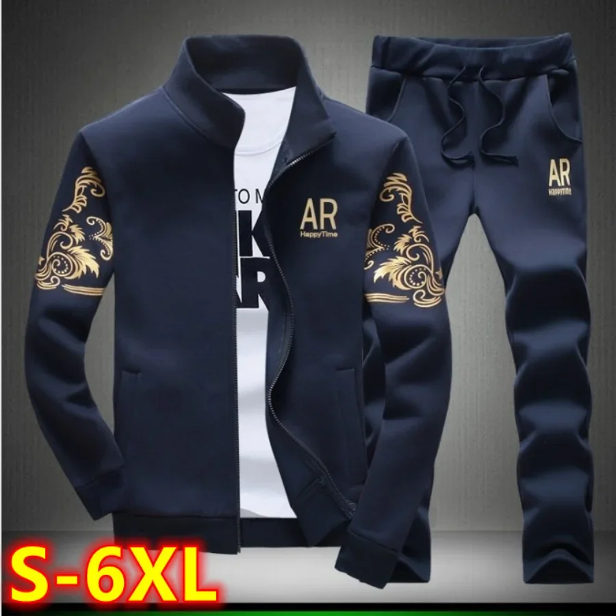 Top Trends: Plus Size 5XL 6XL Men's Tracksuit Autumn Clothes Sportswear Two Piece Set Men Jacket Sweatpants Male Sweatsuit Sports Suits Sets Shoppable Styles