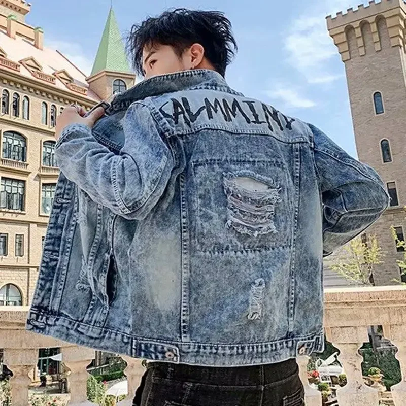 Top Trends: Spring Autumn Embroidery Denim Jacket Men 2022 New Casual Teenagers Hip Hop Baseball Uniform Slim Student Handsome Jacket Top Shoppable Styles