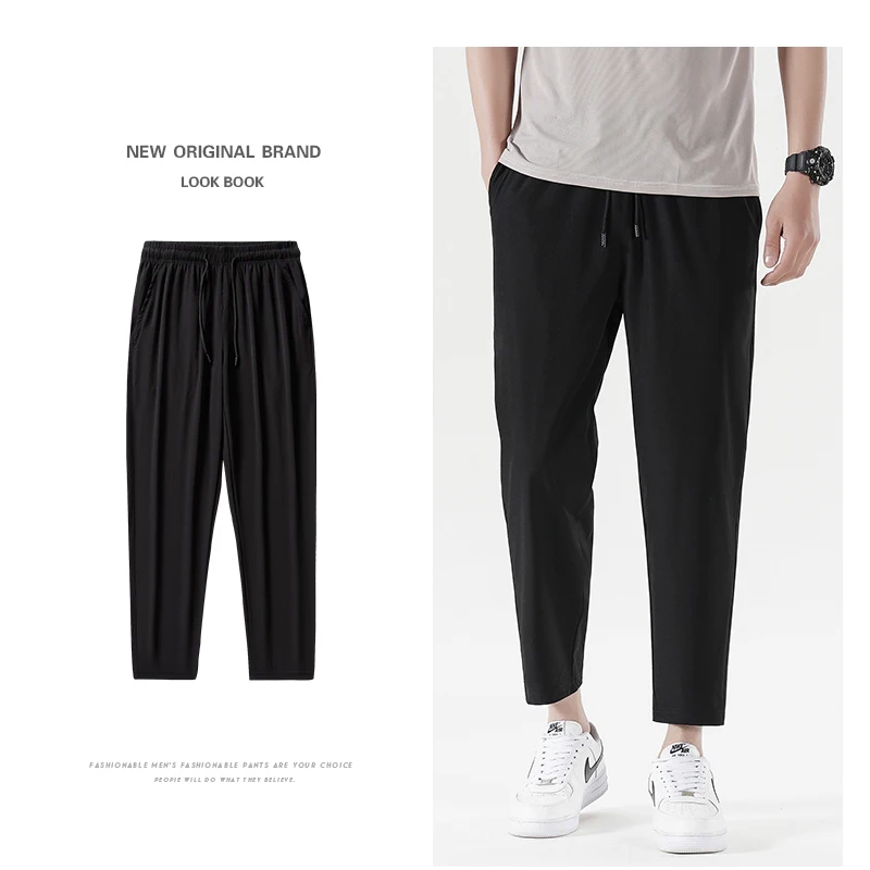 Top Trends: Korean Fashion Spring And Autumn And Summer New Men&#039;S Casual Sports Trousers Versatile Handsome Loose M-8Xl126Kg 9-Point Pants Shoppable Styles