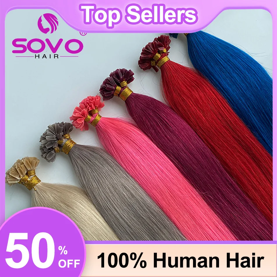 Top Trends: Pre Bonded V Tip Hair Extensions Human Hair Keratin Hair Extensions 12-26 Inch 100 Strand 100% Real Remy Hair Silky Straight Shoppable Styles