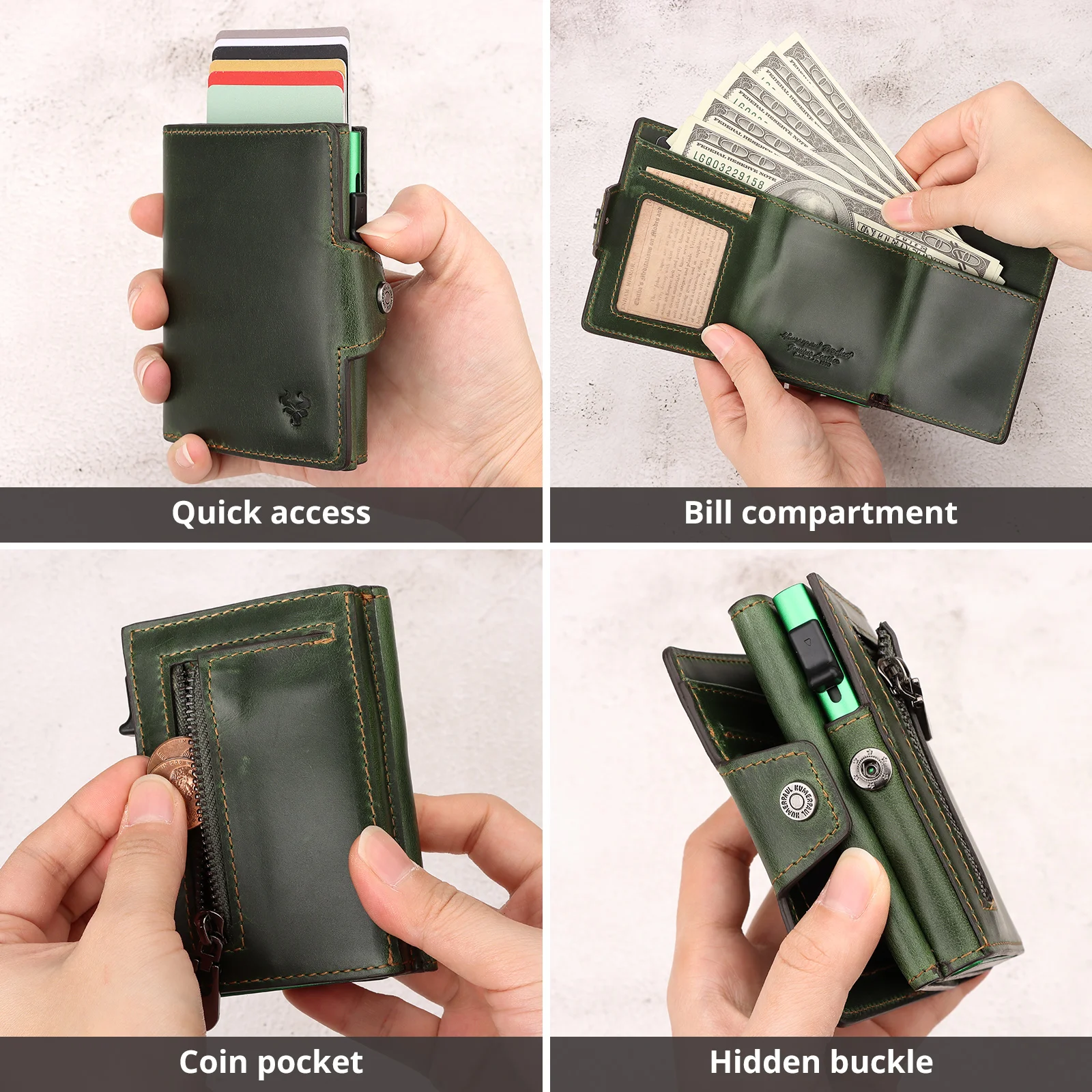 Top Trends: RFID Credit Cards Holder Genuine Leather Wallet With Money Clip Luxury Magic Trifold Wallets Coin Pocket Smart Pop Up Cardholder Shoppable Styles - Image 5