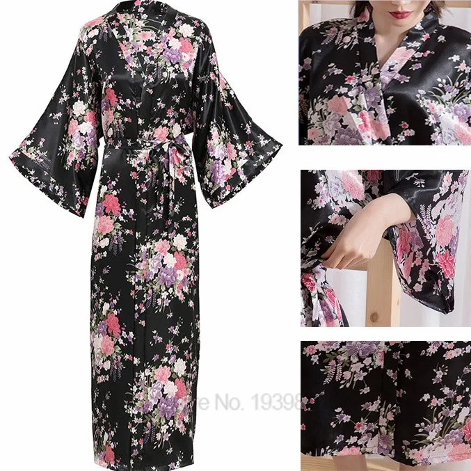 Top Trends: Flower Lady Sexy Robe Sleepwear Plus Size 3XL Long Nightgown Satin Lady Night Dressing Bath Gown Bride Bridesmaid Wedding Kimono Shoppable Styles - Image 5