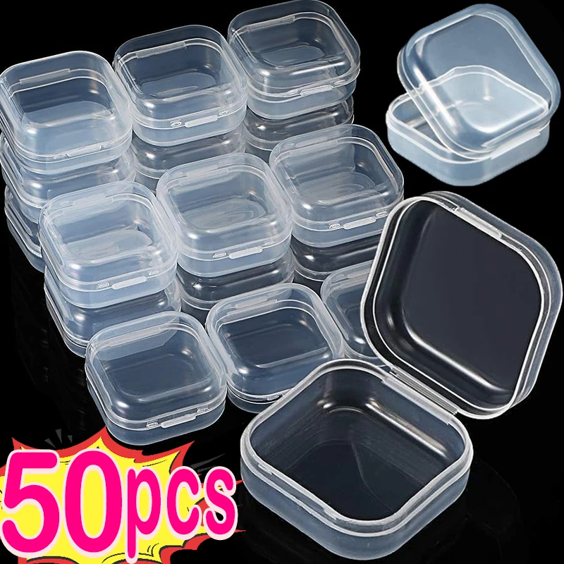 Top Trends: 5-50Pcs Small Boxes Square Transparent Plastic Box Jewelry Storage Case Finishing Container Packaging Storage Box For Earrings Shoppable Styles