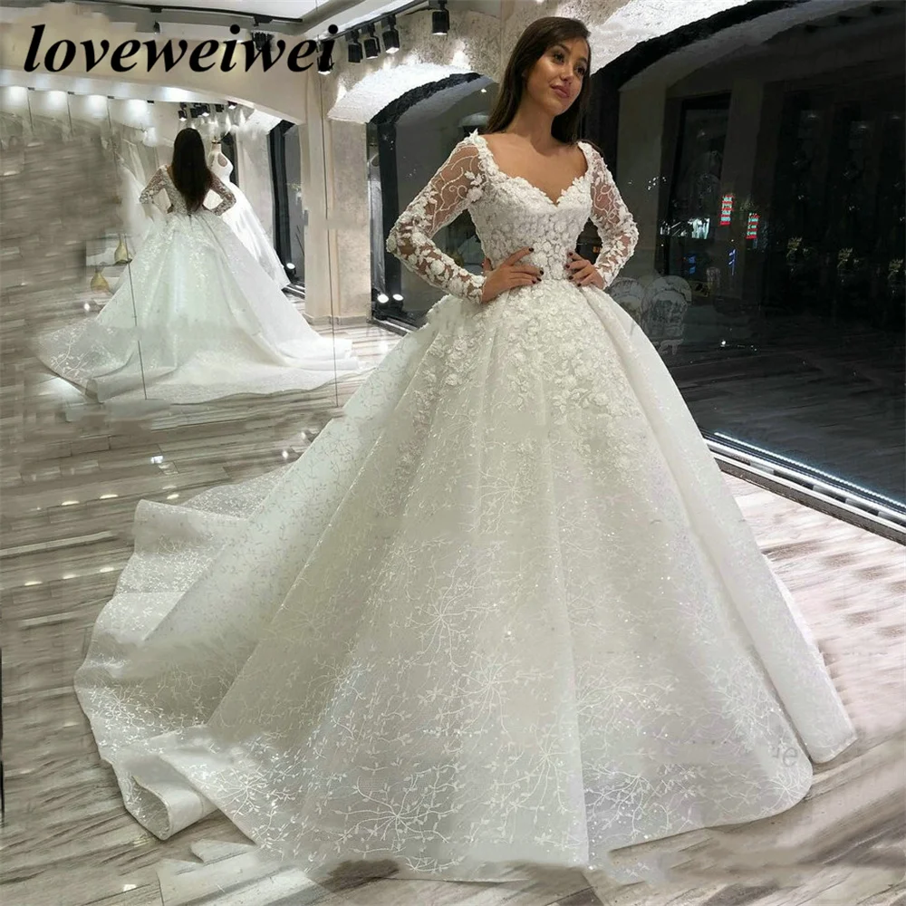 Top Trends: Luxury Lace Wedding Dresses New Long Sleeves Bride Robe De Mariage Beaded Appliqued Ball Gowns Bridal Dresses Vestido De Noiva Shoppable Styles