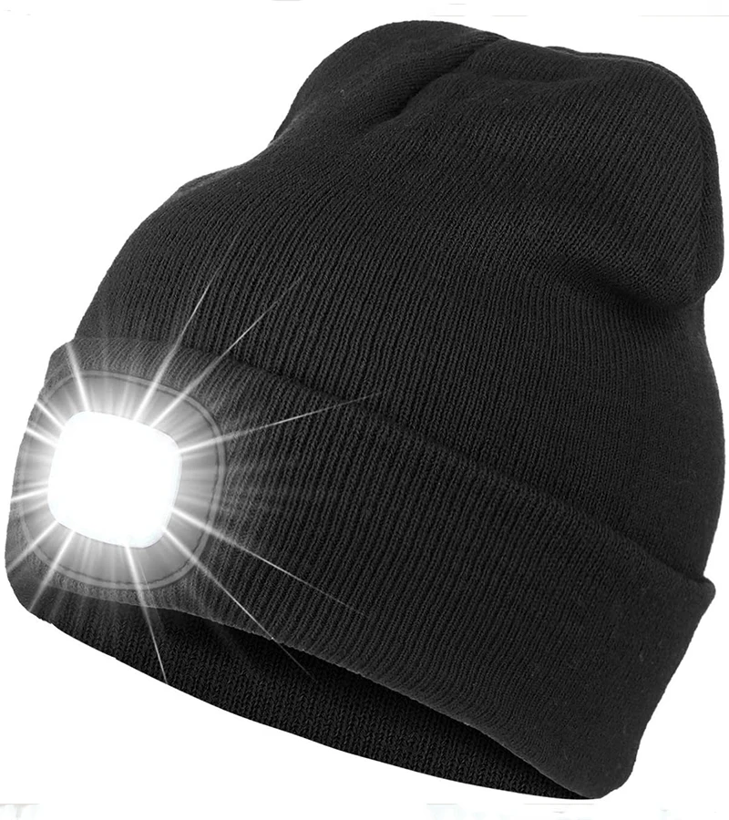 Top Trends: Led Headlamp Cap Winter Warm Cold Protection Knitted Hat Night Hiking Fishing Glow Beanie Hats Unisex Outdoor Fashion Headlight Shoppable Styles