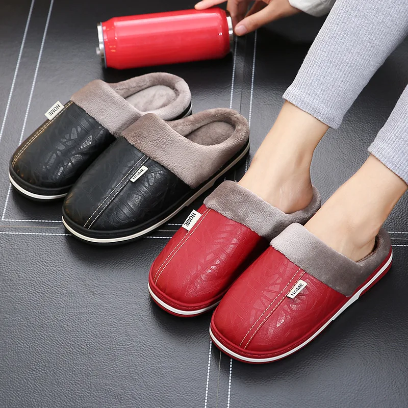 Top Trends: Big Size 50 51 Men Winter Warm Slippers Waterproof Indoor Slipper Thick Plush Slides Home Couples Non Slip Flats Bedroom Slides Shoppable Styles