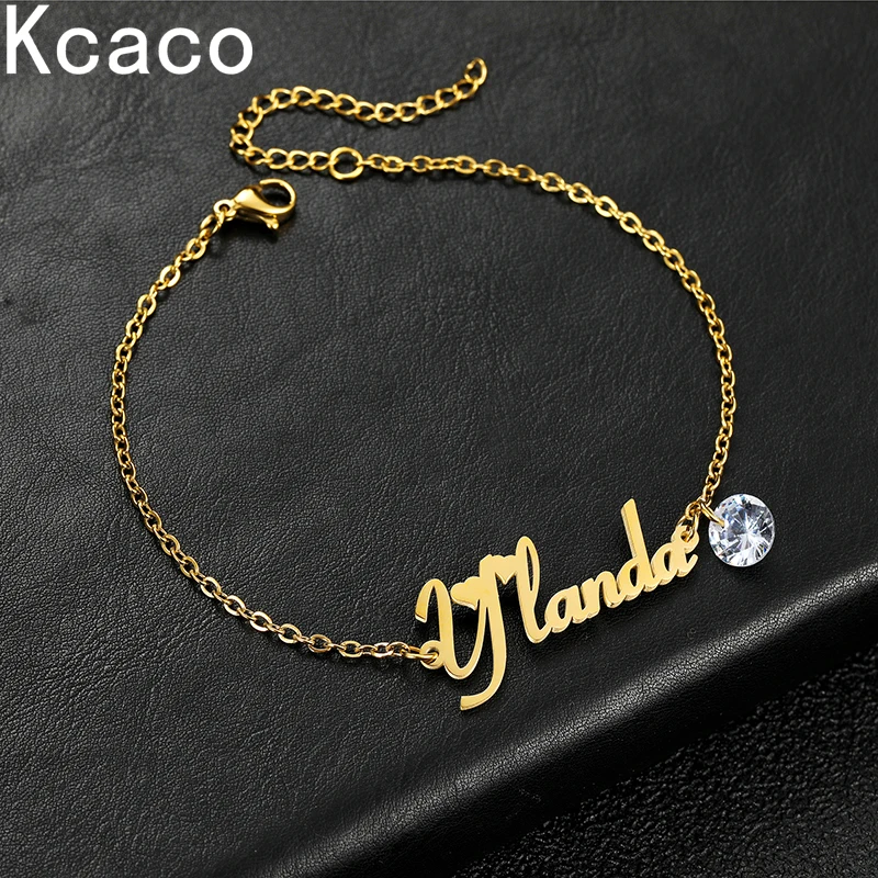 Top Trends: Customized Birthstone Letter Bracelet Stainless Steel Personalized Women ID Name Bracelets With Zircon Stone Birthday GIft Shoppable Styles