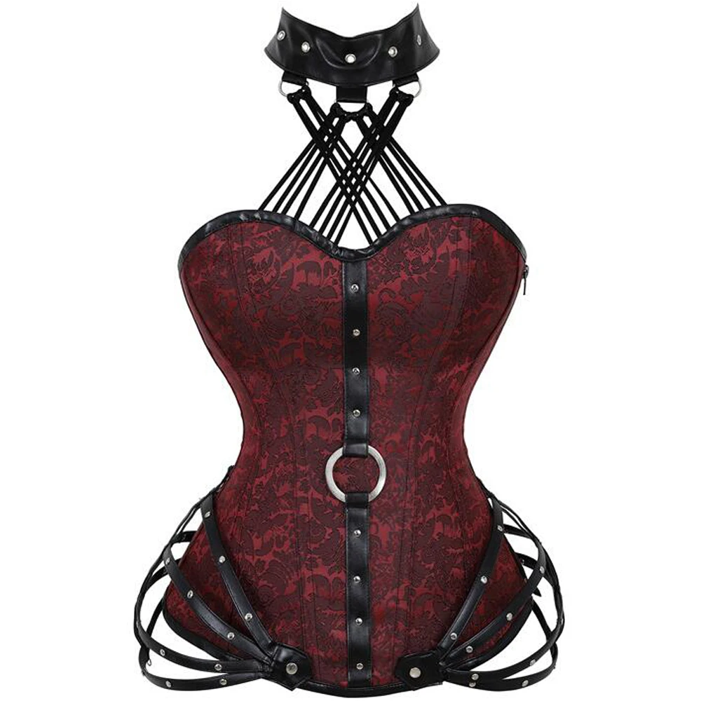 Top Trends: Steampunk Corset Gothic Steel Boned Zipper Overbust Bustier Steel Boned Women Slimming Body Tops Plus Size Sexy Halter Corsets Shoppable Styles