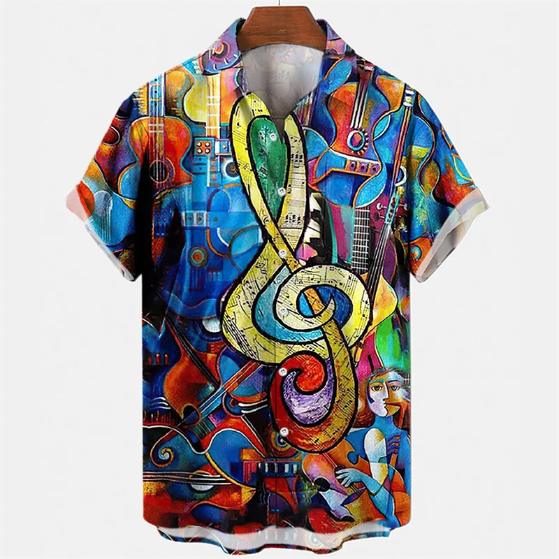 Top Trends: Men's Oversized Original Fashion Music Pattern Gengar Printing Clothing Tiki Floral Luxury Style Medieval Casual Hawaiian Shirt Shoppable Styles