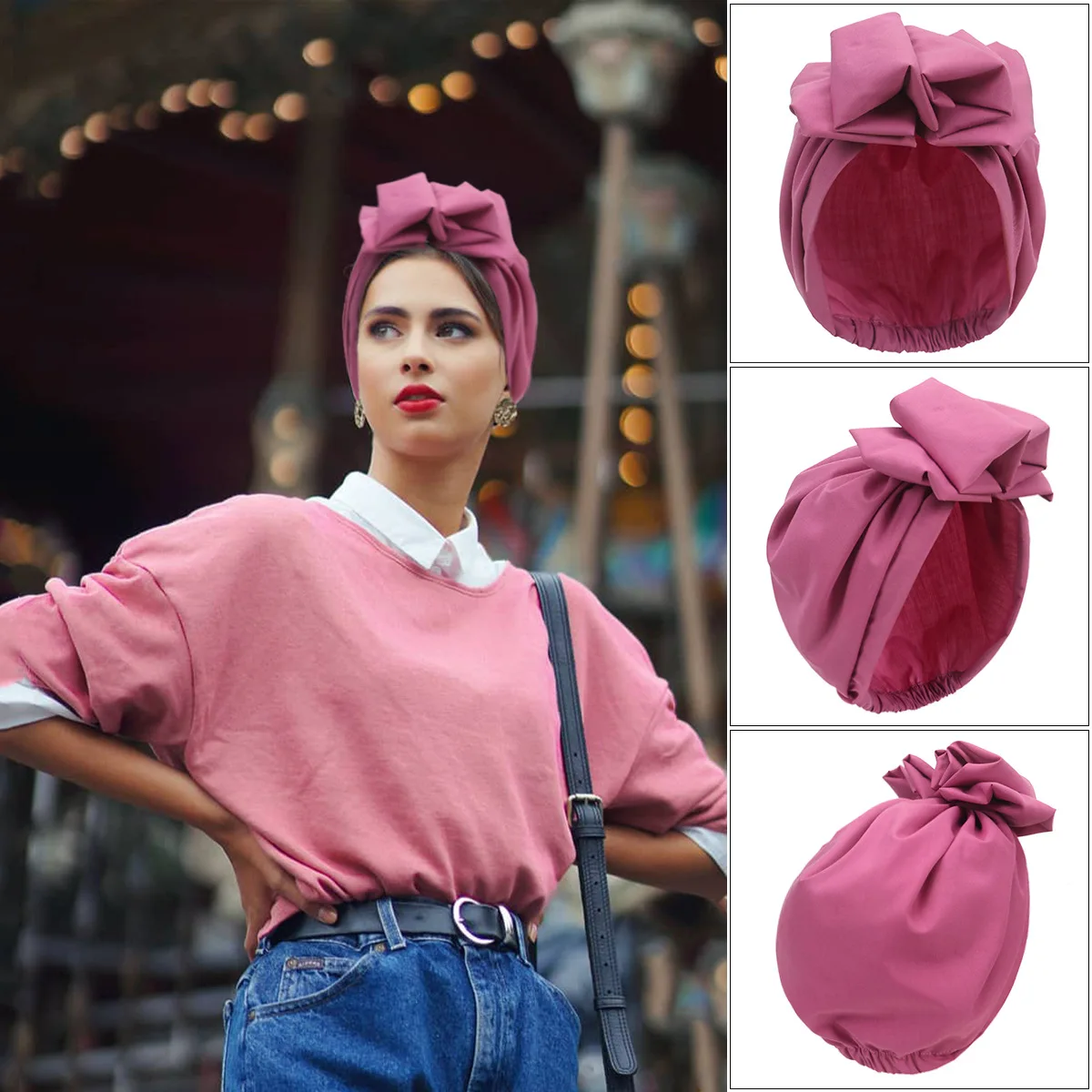 Top Trends: 2022 French Retro Women Turban Cap Flower Ladies Headwrap Beanies Muslim Headscarf Bonnet Female Headpiece Shoppable Styles - Image 4