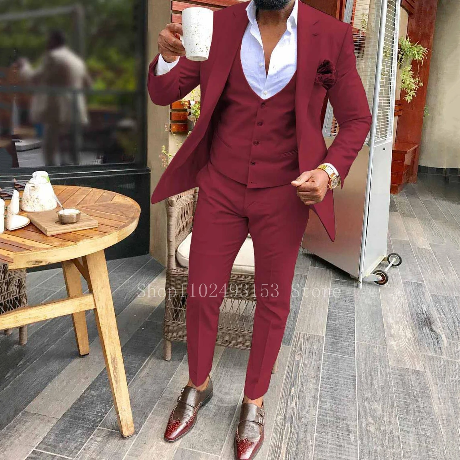 Top Trends: 2023 New Fashion Champagne Male Suits Slim Fit Notched Lapel 3 Pieces Best Men Suits For Wedding Blazer+ Vest+ Pants Costume Homme Shoppable Styles - Image 2