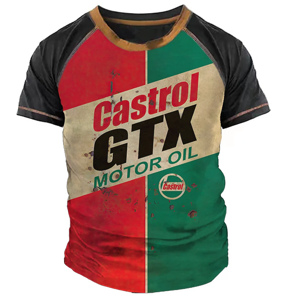 Top Trends: Vintage Men T Shirts 3d Castrol Prining Short Sleeve Letter Tops Fashion Oil T Shirt For Mens Motorcycle T-shirt Oversized Tees Shoppable Styles