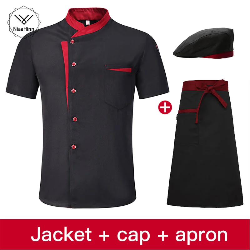 Top Trends: NiaaHinn Men Women Short Sleeve Breathable Chef Jacket Catering Restaurant Kitchen Work Uniform Cook Clothes For Bakery Chef Hat Shoppable Styles