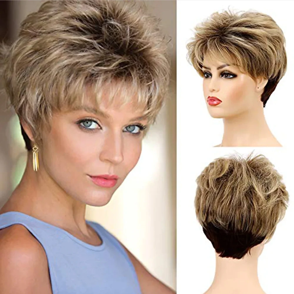 Top Trends: HAIRJOY Synthetic Hair Wig Short Curly Pixie Cut For Women Grey Layered Wigs With Bangs Shoppable Styles