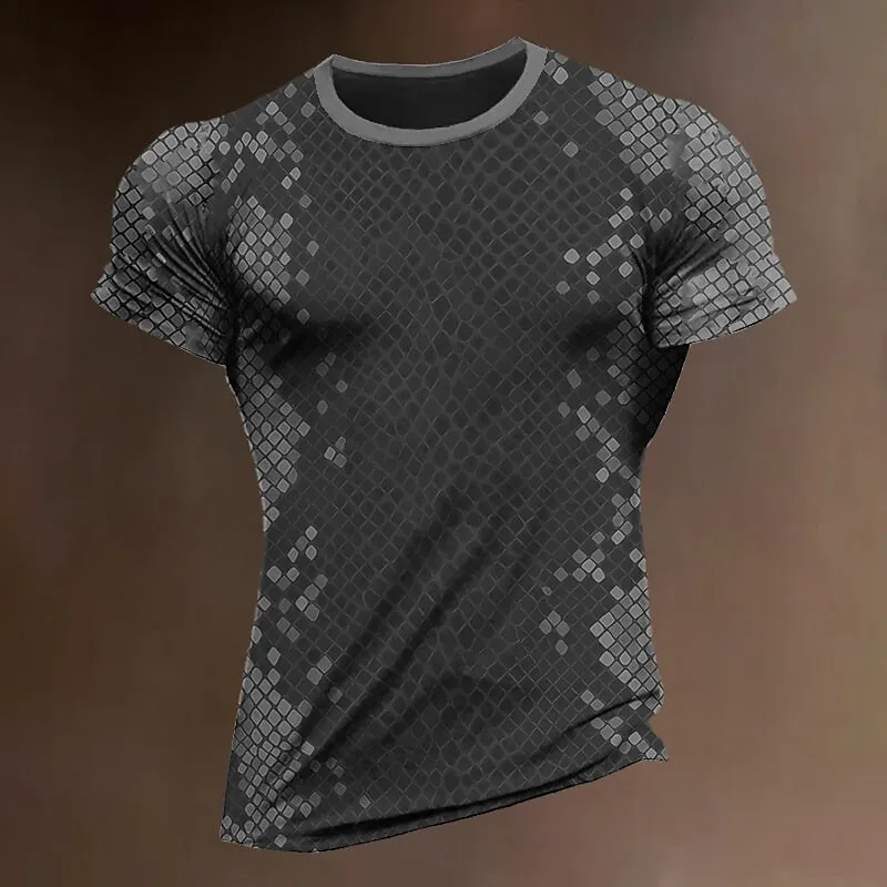 Top Trends: Men's Sports T-shirt Summer Slim Short Sleeve Tops Quick Dry Sweatshirt O-Neck Daily Clothes Plaid Print Tee Male Cheap Pullover Shoppable Styles