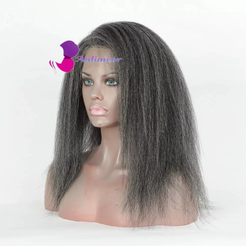 Top Trends: Kinky Straight Wig Hair Replacement Wigs Highlight Black And Gray Wig Lace Front Wigs Human Hair 150% Density For Women Shoppable Styles