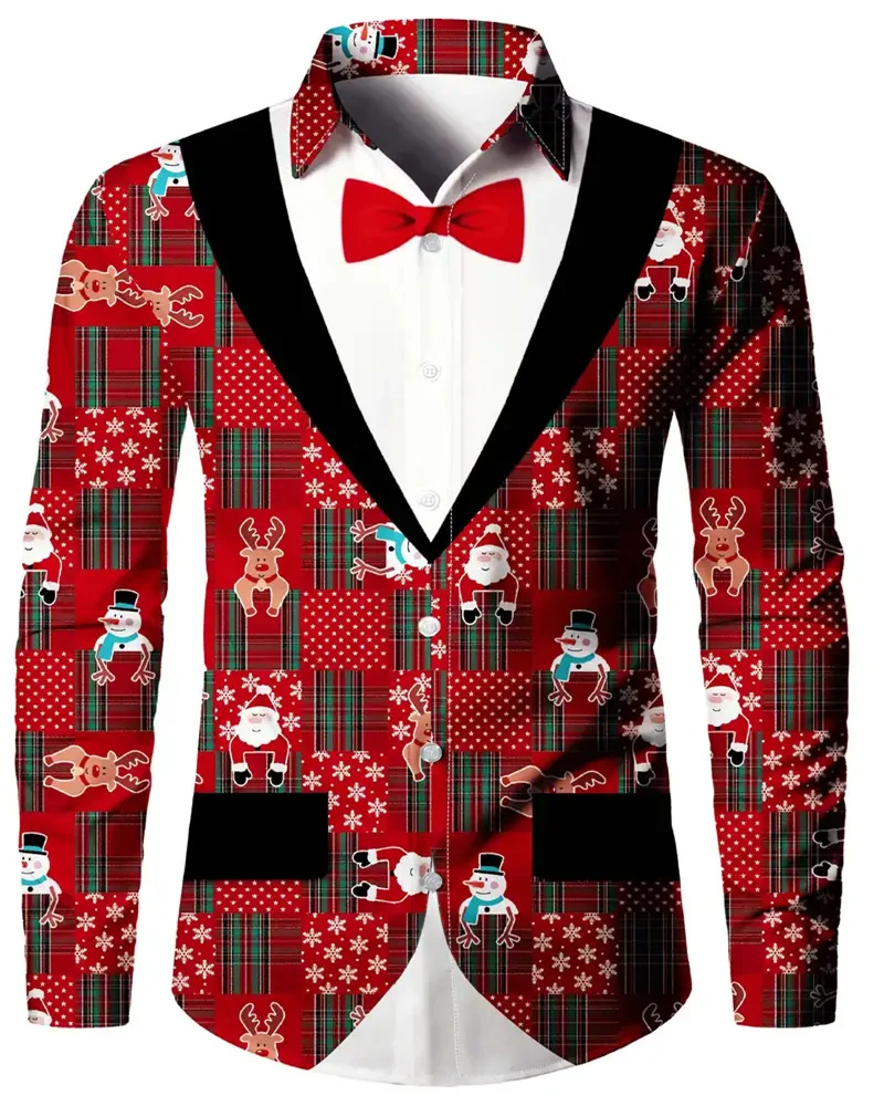 Top Trends: 2024 Christmas Gift Men's Shirt Suit Pattern 3D Printed Christmas Street Long Sleeve Button Lapel Clothing Fashion Casual Shirt Shoppable Styles