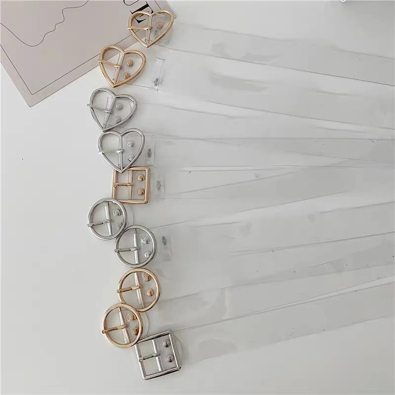 Top Trends: Transparent Waistband Women Invisible PVC Clear Round Square Heart Pin Wide Waist Buckle Strap DIY Jeans Waist Belt Female Shoppable Styles