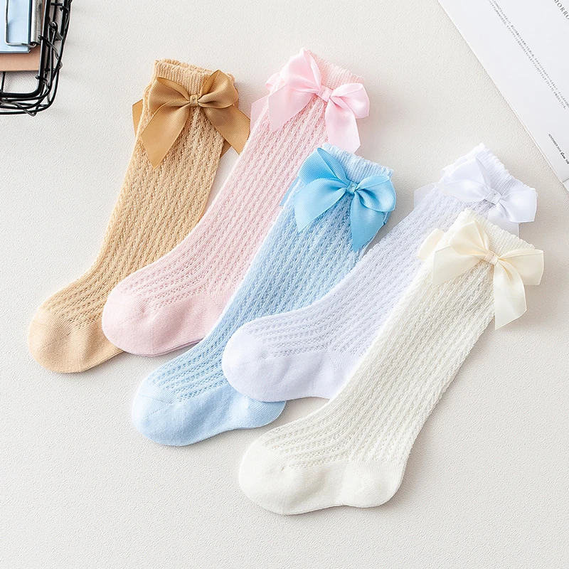 Top Trends: Summer Newborn Baby Socks Cute Big Bow Princess Girls Socks Children Knee High Infant Cotton Kids Socks Baby Stuff Accessories Shoppable Styles