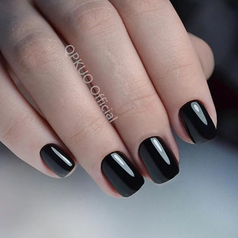 Top Trends: Press On False Nails Black Short Fake Nail Square Faux Ongles Artificial Fingertips Woman Salon Manicure Accessoires Shoppable Styles