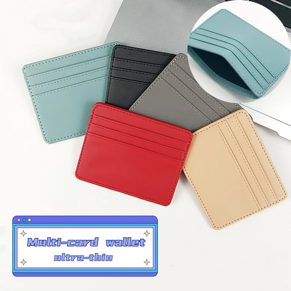 Top Trends: 4-Card Ultra-Thin Card Case Large Capacity Solid Color Card Holder Multi-Card Position Leather Pu Multifunctional Wallet Women Shoppable Styles